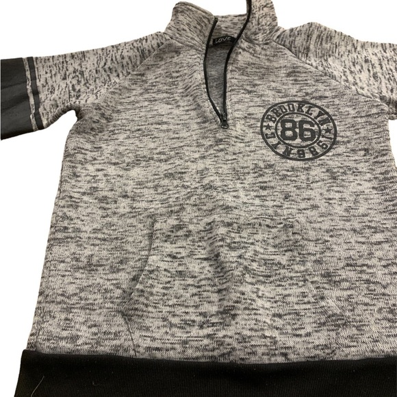 Love | Half Zip Gray Boys Sweater Medium Black Zipper - Picture 8 of 8